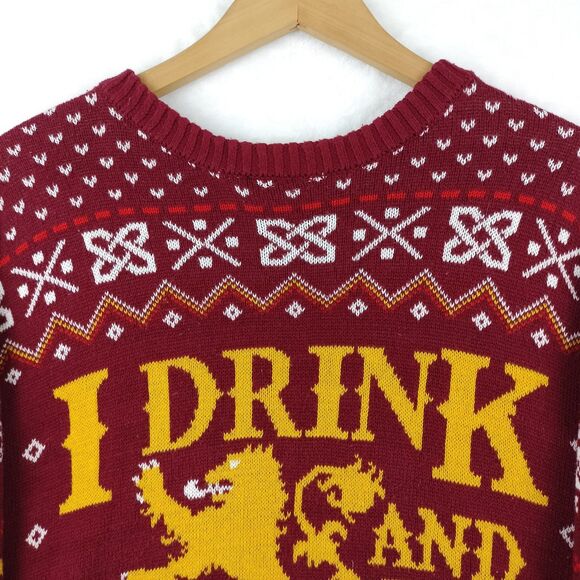 Game of Throne Sweater Men XXL Ugly Christmas Party Fair Isle I Drink Know Thing - Picture 4 of 12
